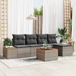 vidaXL Ensemble de canapé de jardin avec coussin 6 Pièces Gris Poly rotin
