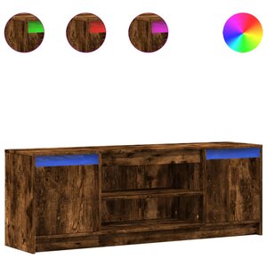 vidaXL Meuble TV avec LED chêne fumé 139 5x34x50 cm bois d'ingénierie