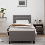 vidaXL Lit Box Spring avec matelas gris  100 x 200 cm  simili cuir