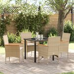 vidaXL Ensemble de salle à manger pour jardin 5 Pièces Beige Poly rotin