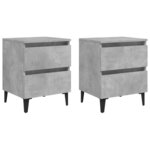 vidaXL Tables de chevet 2 Pièces gris béton 40x35x50 cm bois d'ingénierie
