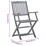 vidaXL Chaises pliables d'extérieur lot de 6 et coussins Bois d'acacia