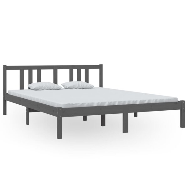 vidaXL Cadre de lit sans matelas gris bois massif 150x200 cm