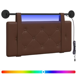 vidaXL Tête de lit suspendue Avec lumière LED Marron Simili cuir