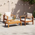 vidaXL Salon de jardin avec coussins 3 Pièces bois massif d'acacia