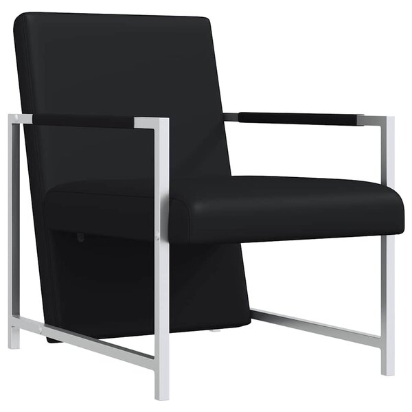 vidaXL Fauteuil avec pieds chromés Noir Similicuir