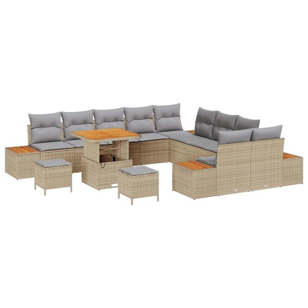 vidaXL Ensemble de canapé de jardin 13 Pièces Beige et Gris clair