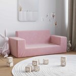 vidaXL Canapé pour enfants à 2 places Rose Peluche douce