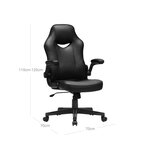 Chaise de bureau fauteuil gamer siège ergonomique pivotant avec accoudoirs rabattables hauteur réglable et inclinaison libre charge 150 kg noir 12_0004864