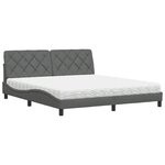 vidaXL Lit avec matelas gris foncé 180x200 cm tissu