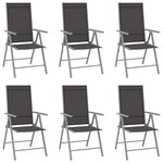 vidaXL Chaises de jardin pliables lot de 6 Textilène Noir