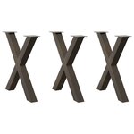 vidaXL Pieds de table à manger en forme de X  3 pièces  acier naturel  80 x (72-73) cm