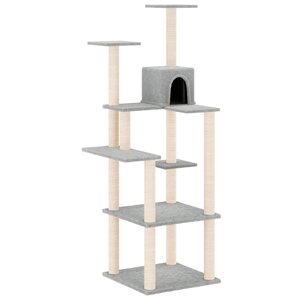 vidaXL Arbre à chat avec griffoirs en sisal Gris clair 153 cm