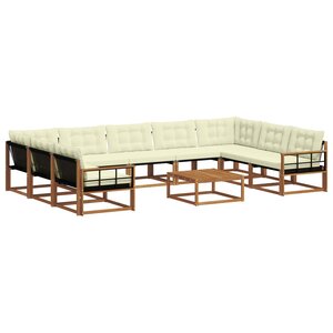 vidaXL Ensemble de canapés d'extérieur 10 Pièces Naturel et Crème