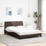 vidaXL Cadre de lit sans matelas Hanko marron foncé 140x190 cm tissu