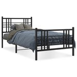 vidaXL Cadre de lit métal avec tête de lit/pied de lit noir 90x190 cm