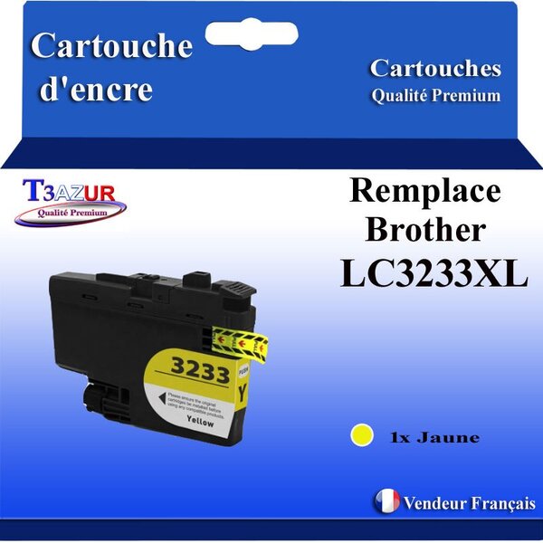 T3AZUR- Cartouche compatible avec Brother LC3233 XL Jaune pour Brother DCP-J1100DW  MFC-J1300DW