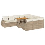 vidaXL Salon de jardin 11 Pièces avec coussins beige résine tressée