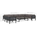 vidaXL Salon de jardin 10 Pièces avec coussins Résine tressée Anthracite