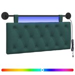 vidaXL Tête de lit suspendue Avec lumière LED Vert foncé Tissu