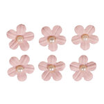 Sticker déco:Fleurs papier av.demi - perle  rosé  av.dot adhésif  20 pces