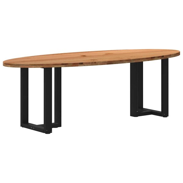 vidaXL Table à manger marron clair bois de chêne massif ovale