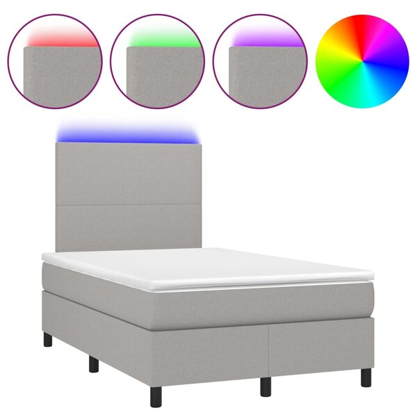 vidaXL Sommier à lattes de lit et matelas et LED Gris clair 120x200 cm