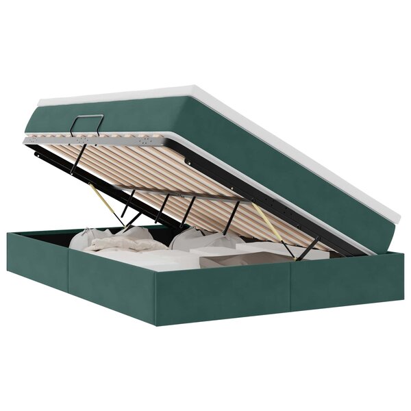 vidaXL Lit avec rangement et matelas Vert foncé 140 x 200 cm Velours