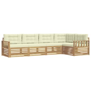 vidaXL Ensemble de canapés d'extérieur 6 pc Blanc et crème Polyester