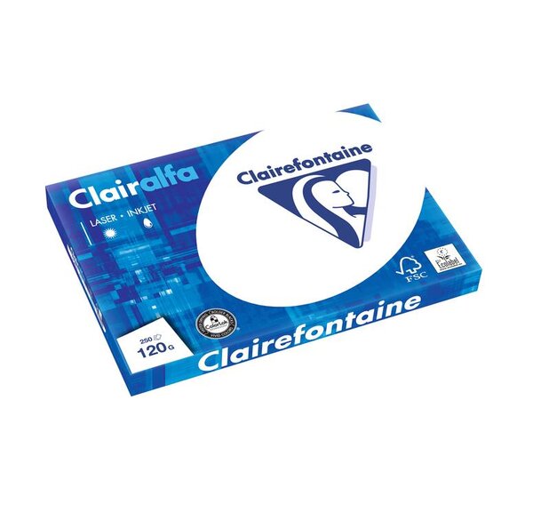 Ramette 250 Feuilles Papier 120g A3 420x297 mm Blanc CLAIRALFA