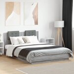 vidaXL Cadre de lit tête de lit et lumières LED sonoma gris 120x200 cm