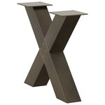 vidaXL Pieds de table basse en forme de X  2 pièces  acier naturel  60 x (42-43) cm