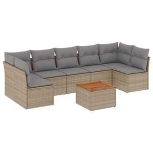 vidaXL Salon de jardin avec coussins 8Pièces mélange beige résine tressée