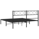 vidaXL Cadre de lit métal avec tête de lit noir 140x190 cm