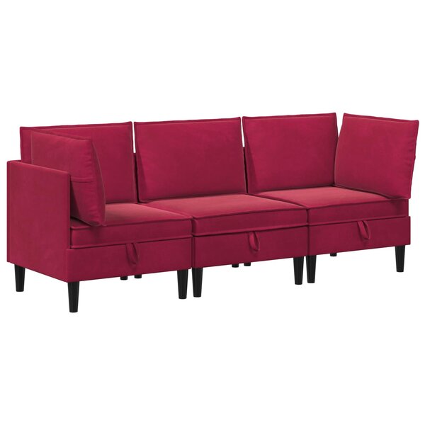 vidaXL Ensemble de meubles pour le salon 3 pc Bordeaux Velours