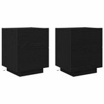 vidaXL Cabinet de chevet avec tiroir 2 Pièces Chêne noir 45 x 40 x 55 cm