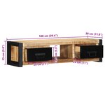 vidaXL Meuble TV 100x30x25 cm bois massif de manguier brut