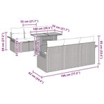 Ensemble de Canapé de Jardin de 7 Pièces avec Coussins Gris Poly Rattan