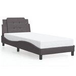 vidaXL Cadre de lit avec LED sans matelas Zadar gris 90x190 cm