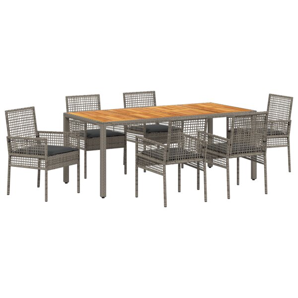 vidaXL Ensemble de jardin 7 pièces avec coussins gris en poly rotin