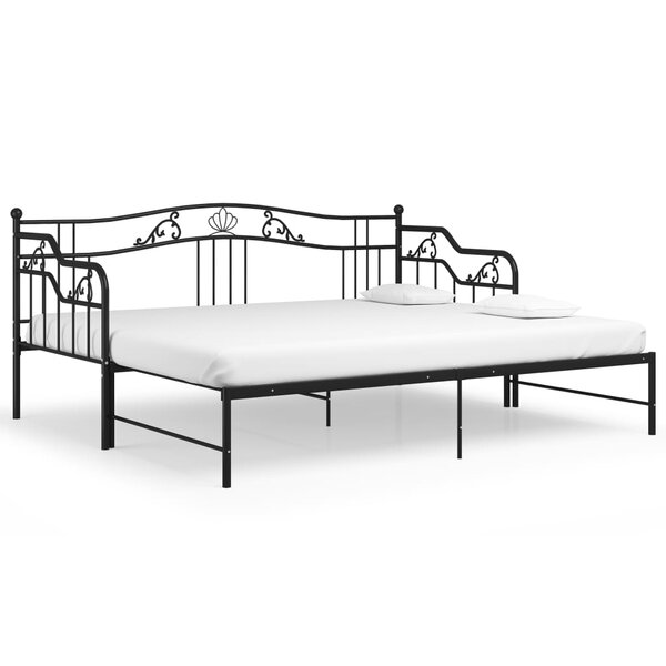 vidaXL Cadre de canapé-lit extensible sans matelas Noir Métal 90x200cm