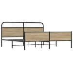 vidaXL Cadre de lit en métal sans matelas chêne fumé 150x200 cm