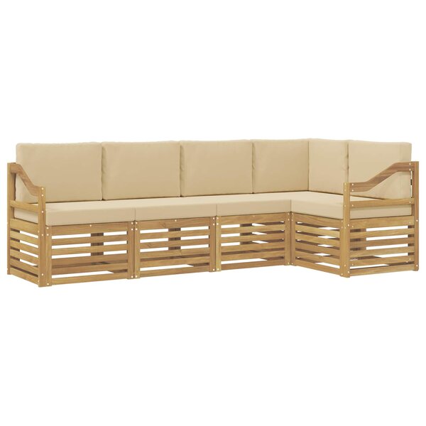vidaXL Ensemble de canapés d'extérieur 5 Pièces Blanc et Beige