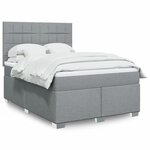 vidaXL Sommier à lattes de lit avec matelas Gris clair 140x190cm Tissu