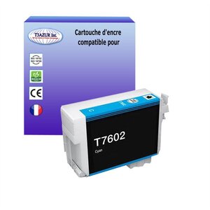 Cartouche Compatible pour Epson SureColor SC-P600 remplace Epson T7602 Cyan- T3AZUR