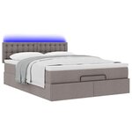 vidaXL Lit ottoman avec matelas et LED taupe 140x200 cm tissu