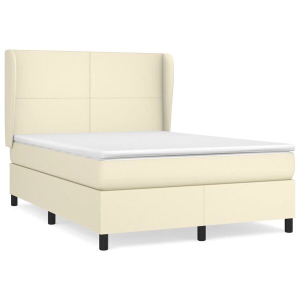 vidaXL Sommier à lattes de lit avec matelas Crème 140x190cm Similicuir