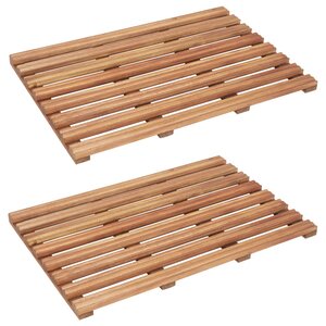 vidaXL Tapis de salle de bain 2 Pièces Bois d'acacia massif 56x37 cm
