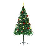 vidaXL Arbre de Noël artificiel pré-éclairé avec boules vert 180 cm