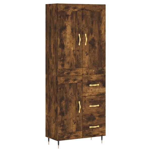 vidaXL Buffet haut Chêne fumé 69 5x34x180 cm Bois d'ingénierie